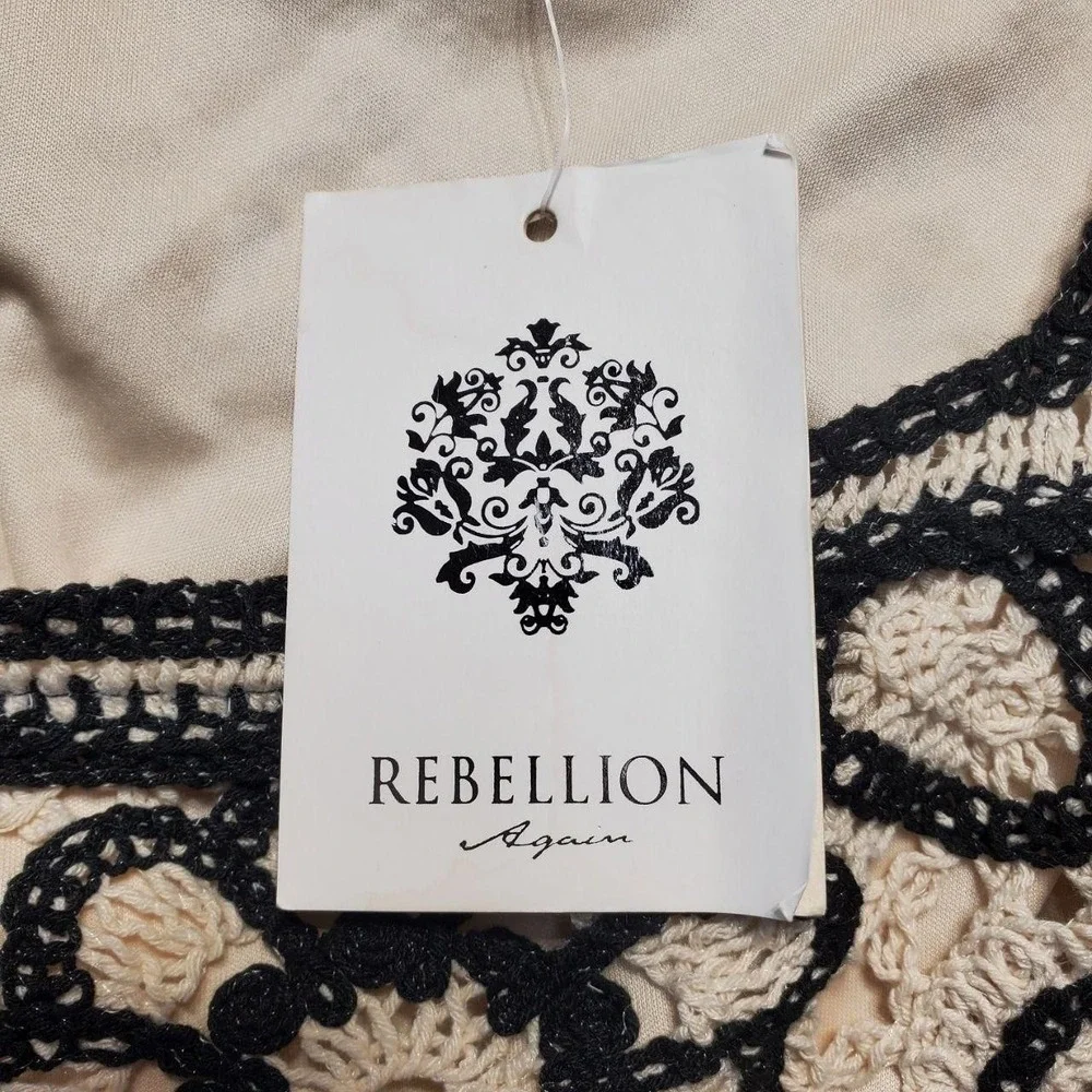 Rebellion Again Crochet Tank Shorts 2 Piece Set Women Small Floral Festival Boho